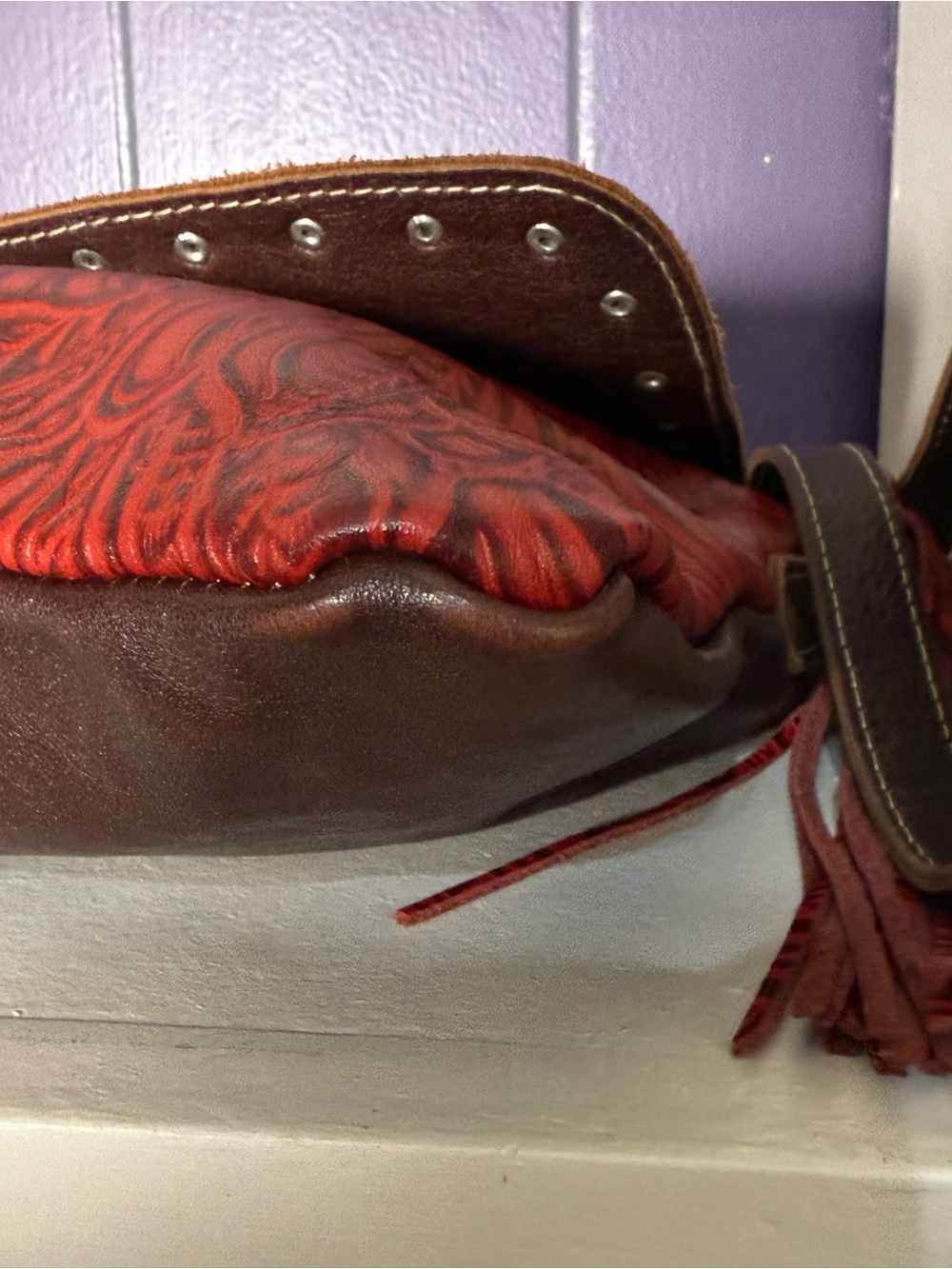 Myra Bag red floral tooled leather crossbody bag Women’s purses - Picture 11 of 11